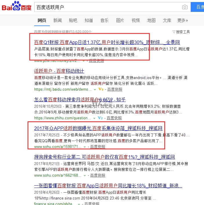 百度活跃用户效果统计